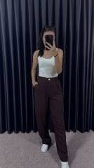 PİLELİ PALAZZO PANTOLON - BORDO