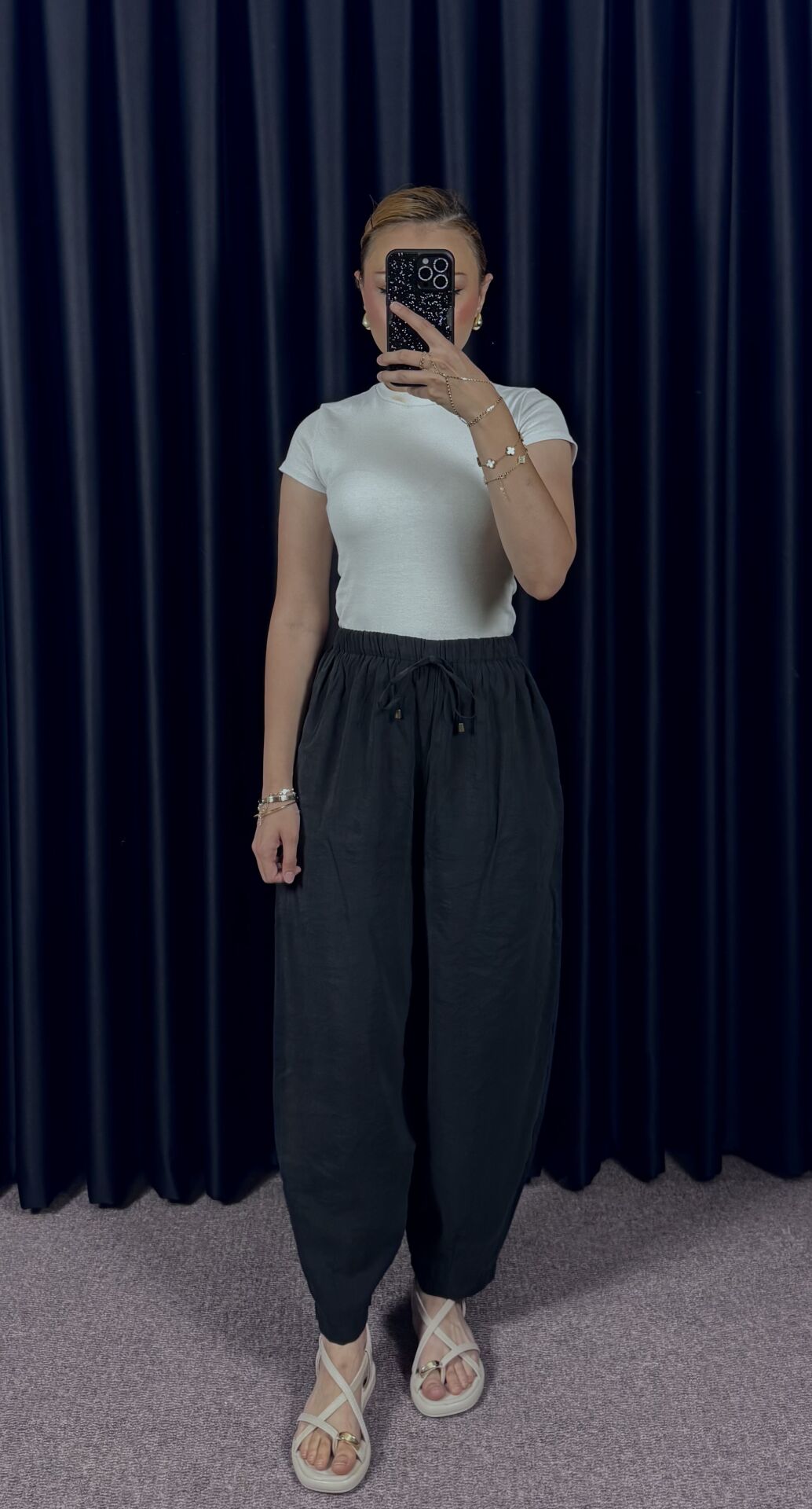 BELİ LASTİKLİ PANTOLON - SİYAH