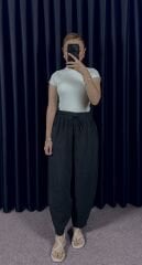 BELİ LASTİKLİ PANTOLON - SİYAH