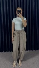 BELİ LASTİKLİ PANTOLON - VİZON