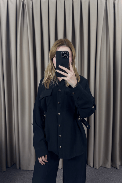 TENSEL GÖMLEK PANTOLON TAKIM-SİYAH