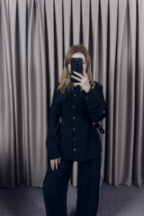 TENSEL GÖMLEK PANTOLON TAKIM-SİYAH