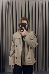 DİK YAKA  KISA TRENÇKOT