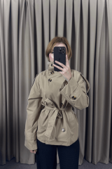 DİK YAKA  KISA TRENÇKOT