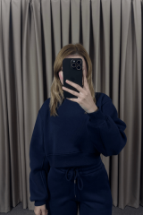 BASIC CROP SWEAT EŞOFMAN TAKIM-LACİVERT