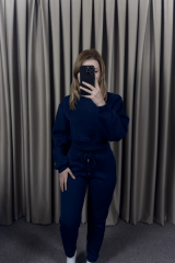 BASIC CROP SWEAT EŞOFMAN TAKIM-LACİVERT