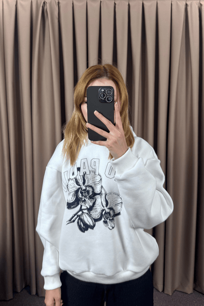 KAPÜŞONLU SWEATSHİRT–BEYAZ