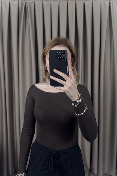 KAYIK YAKA BODY–KAHVE