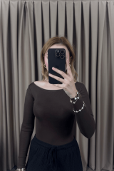 KAYIK YAKA BODY–KAHVE